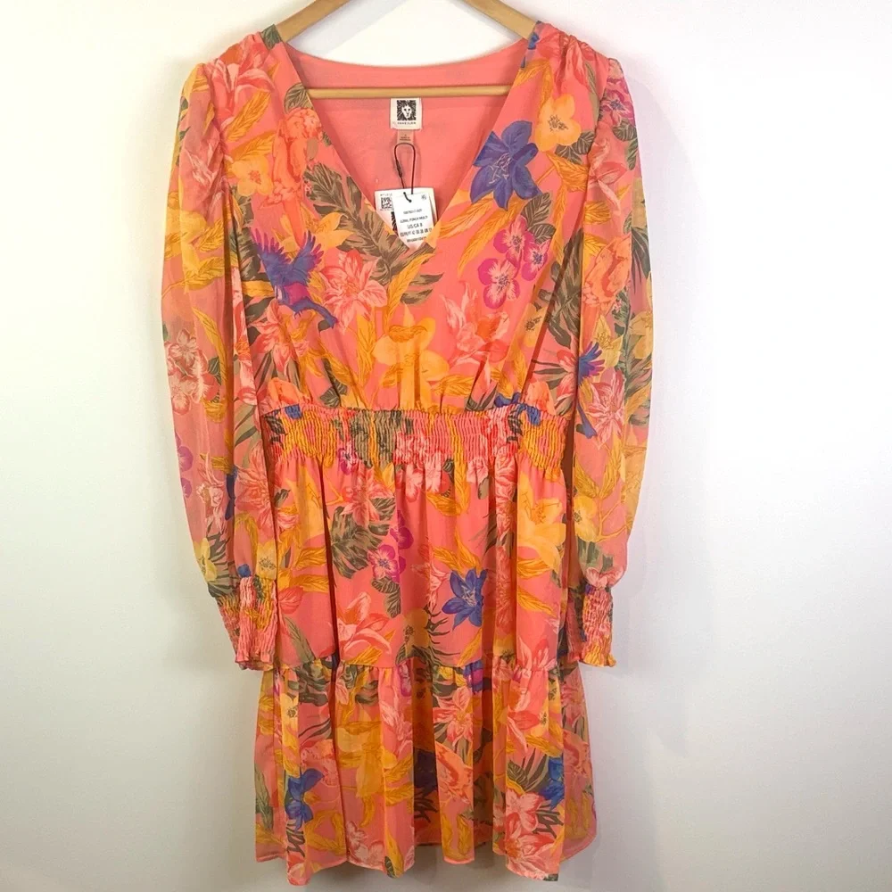 NWT Anne Klein Floral V-Neck Dress size 8 - Picture 3 of 9